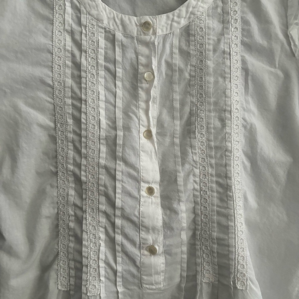SPY White Short Sleeve Lace Pintuck Peasant Blouse - Picture 3 of 8